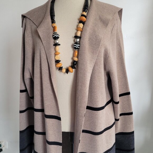 Apt. 9 Sweaters - Apt. 9 Open Front Long Cardigan Sweater Women’s Large/Oatmeal & Gray Colorblock
